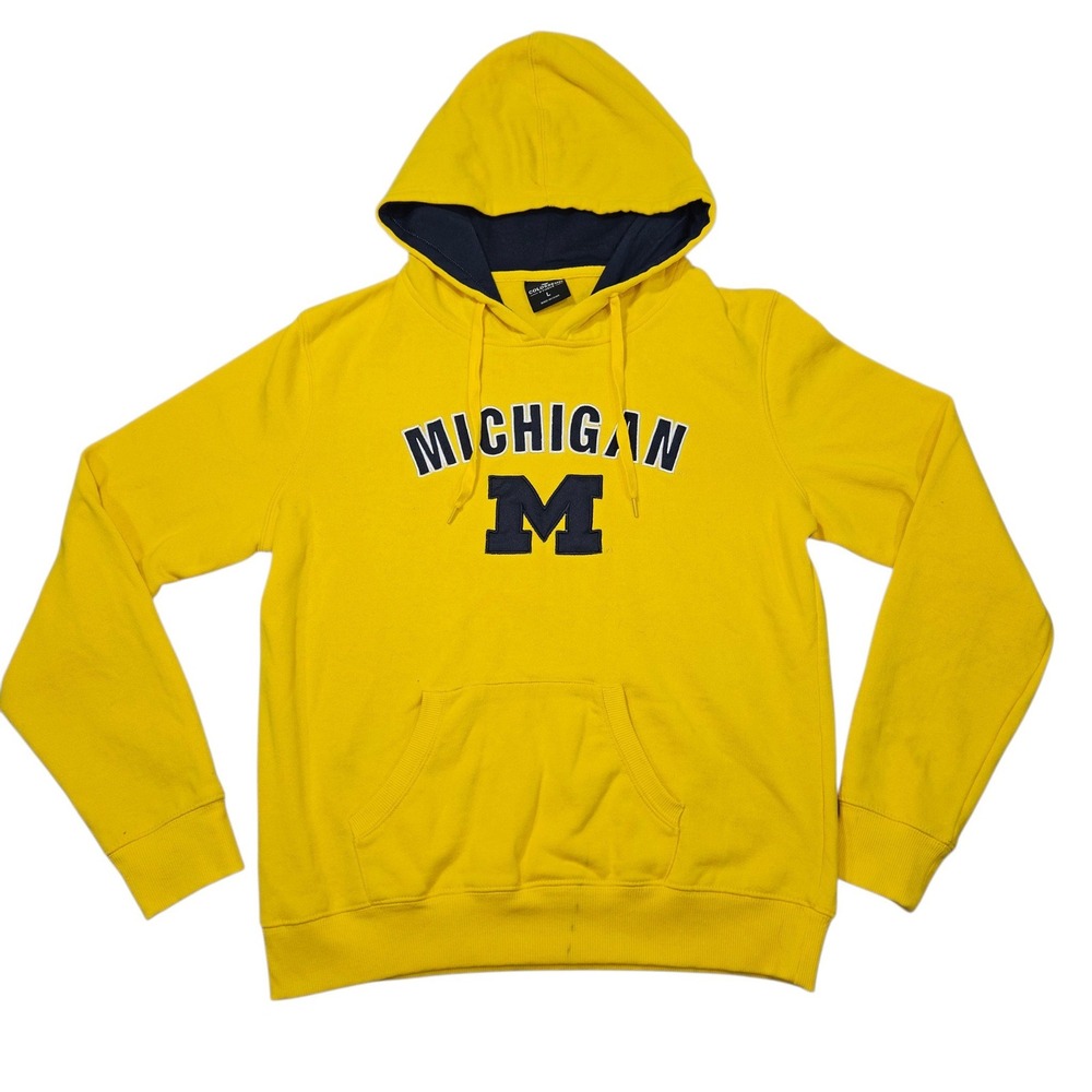 Colosseum Michigan Wolverines Hoodie Sweatshirt Yellow Blue Sz L